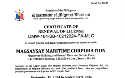 Presidential Awardee MAGSAYSAY, Renews License with 12 Years Validity